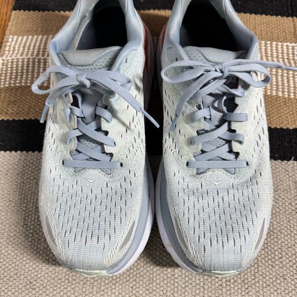 Hoka One One Sneaker Clifton 8 Running Shoes Blue/Gray Women 9.5D Running Walk - Picture 2 of 10